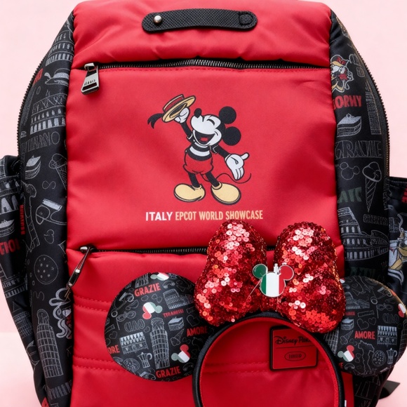 lug Handbags - Lug Disney Italy Epcot Backpack + Matching Minnie Ears Disney Parks NWT